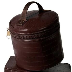 Trish McEvoy Cocoa Croc Embossed Cosmetic Case